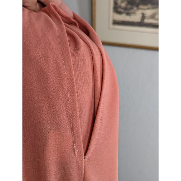 Vintage Draped Wraped Midi Dress Belted Contrasting Peach Maroon Size 12 Grecian - Picture 8 of 9